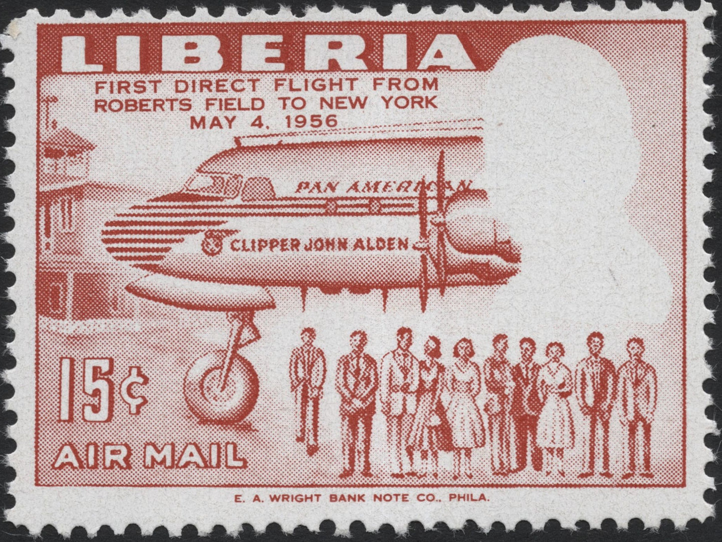 SCG7580 - Liberia 1956 Airmail – First Direct Flight from Roberts Field to New York