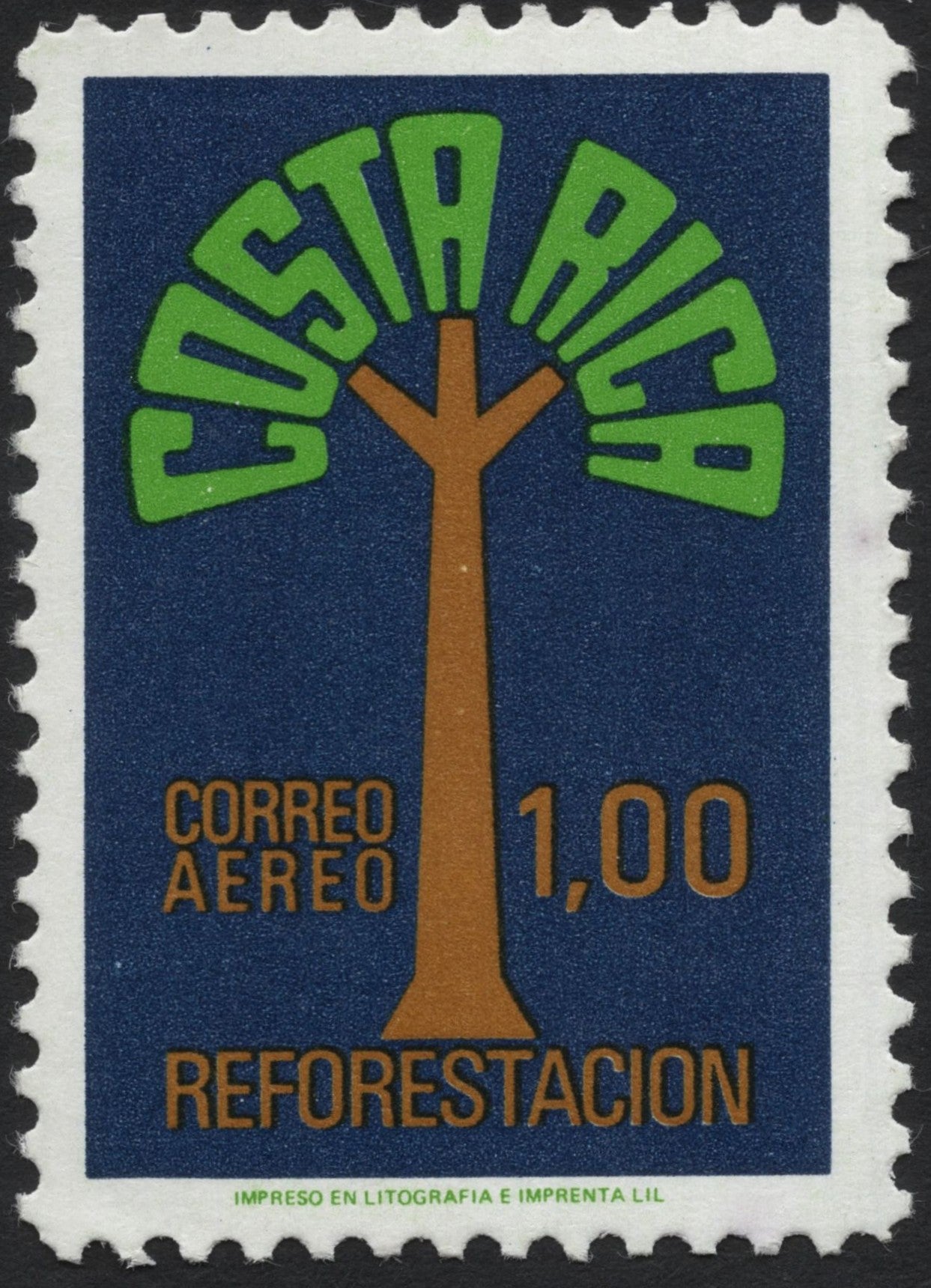 SCG7585 - Costa Rica 1.00 Colón Airmail Stamp – Reforestation Issue