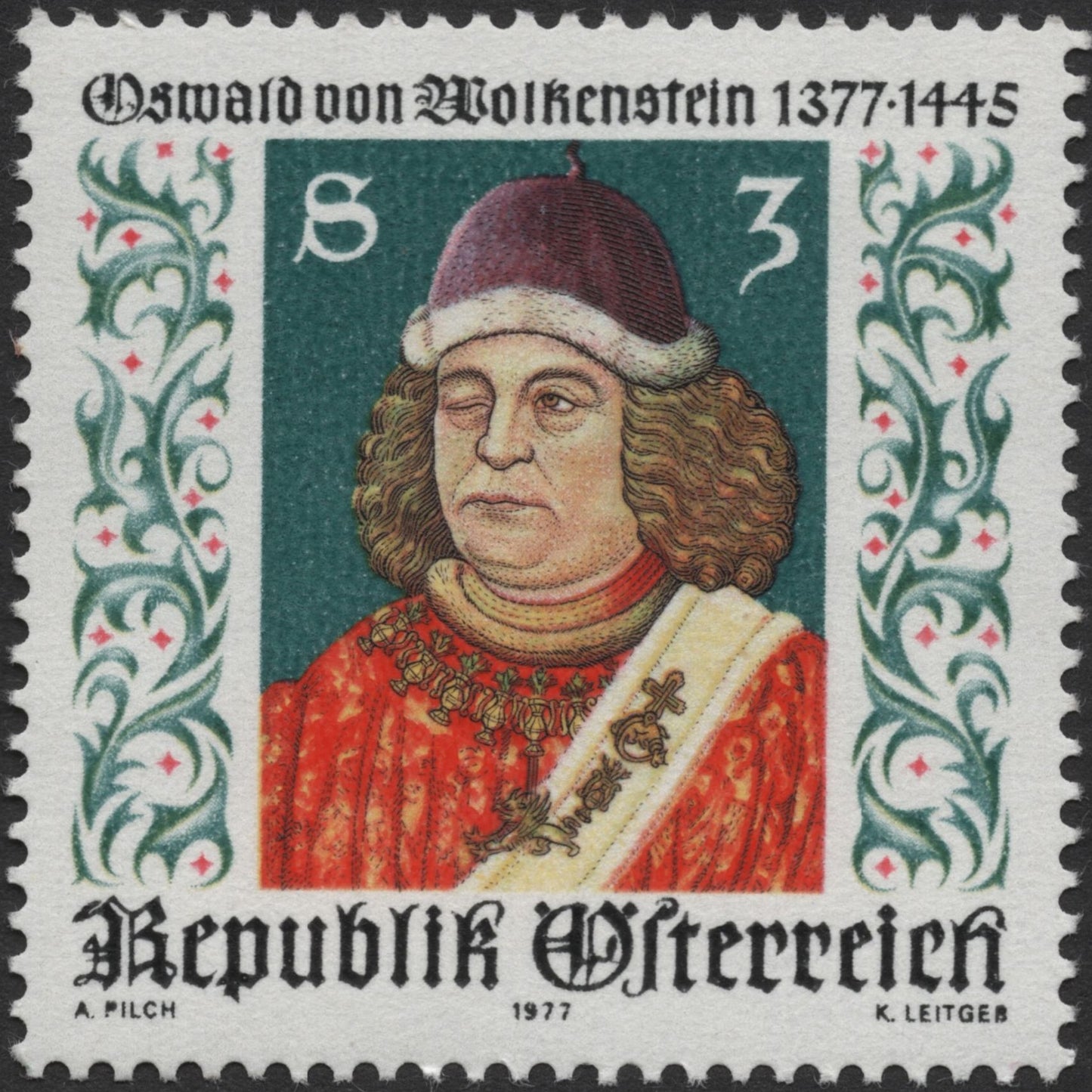 SCG759 - Austria 1977 Oswald von Wolkenstein Stamp – Medieval Poet & Composer