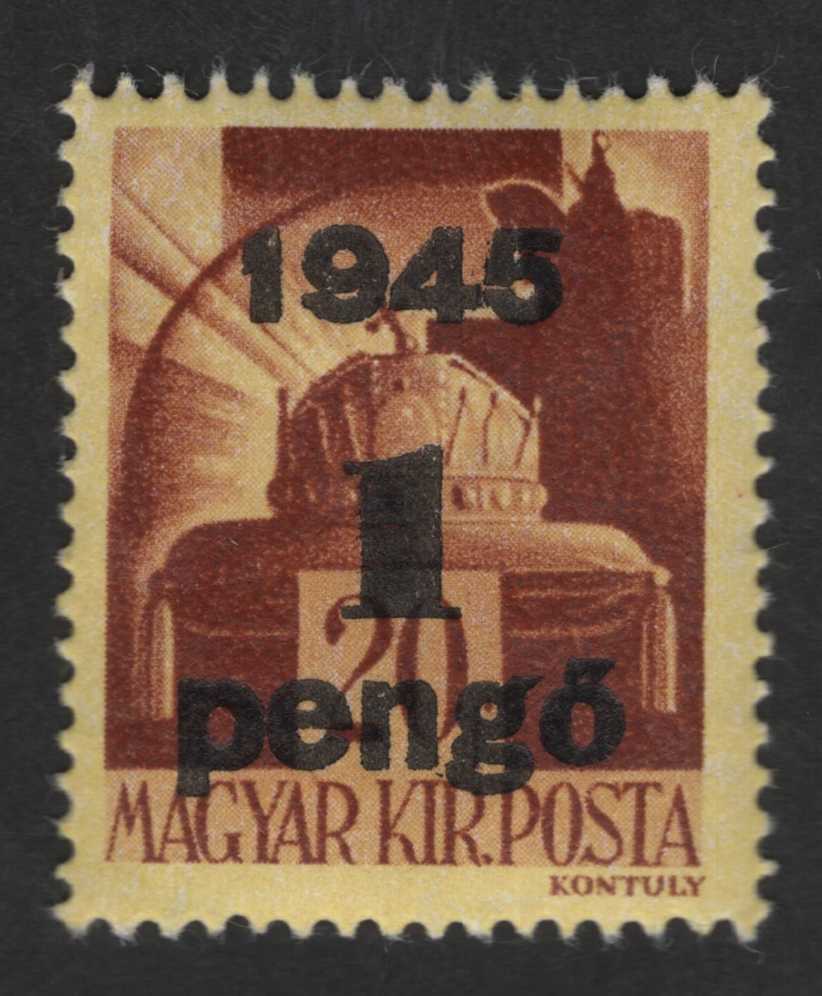 SCG12675 - Hungary 1945 “1 Pengő” Inflation Overprint – Postage Due Stamp
