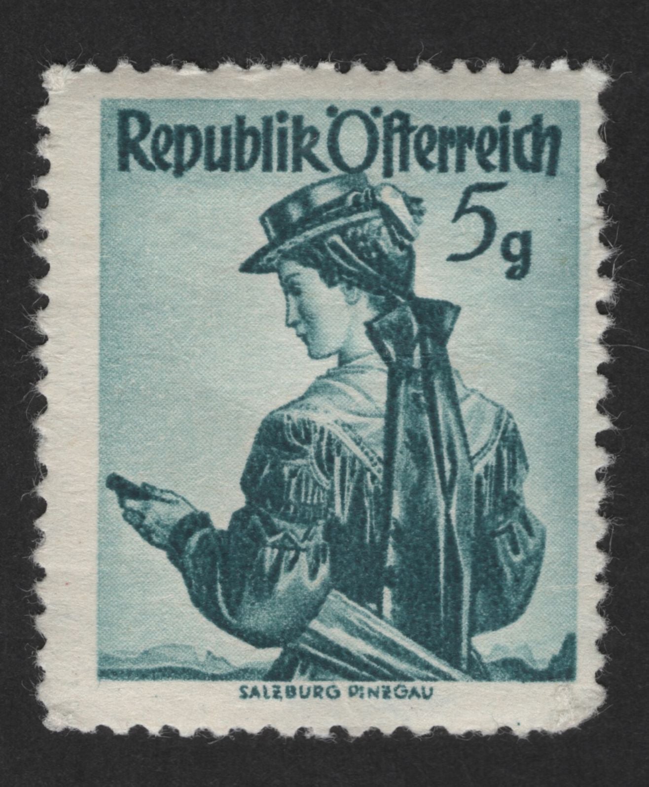 SCG12653 - Austria – 5 Groschen Salzburg Pinzgau Traditional Costume Stamp (Trachten Series)
