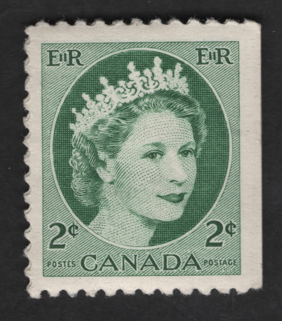 SCG12641 - Canada 1954 – 2¢ Green Queen Elizabeth II Wilding Definitive Issue