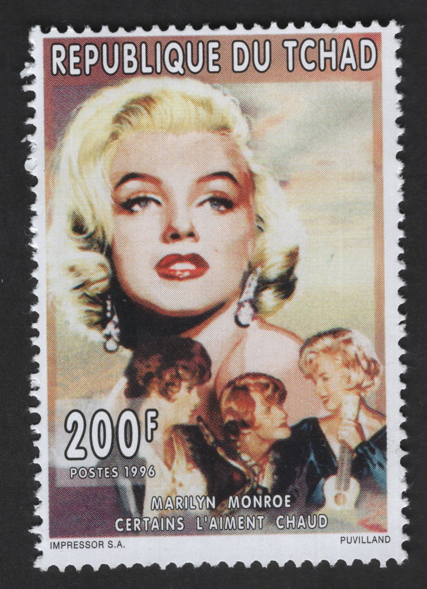 SCG12839 - Chad 1996 – Marilyn Monroe “Certains L’aiment Chaud” Commemorative Stamp (200F)