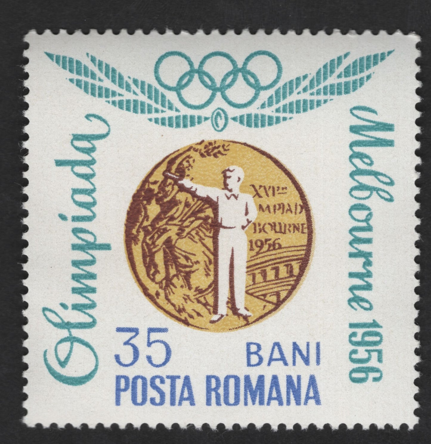 SCG12825 - Romania 1956 Melbourne Olympic Games – 35 Bani Commemorative Stamp