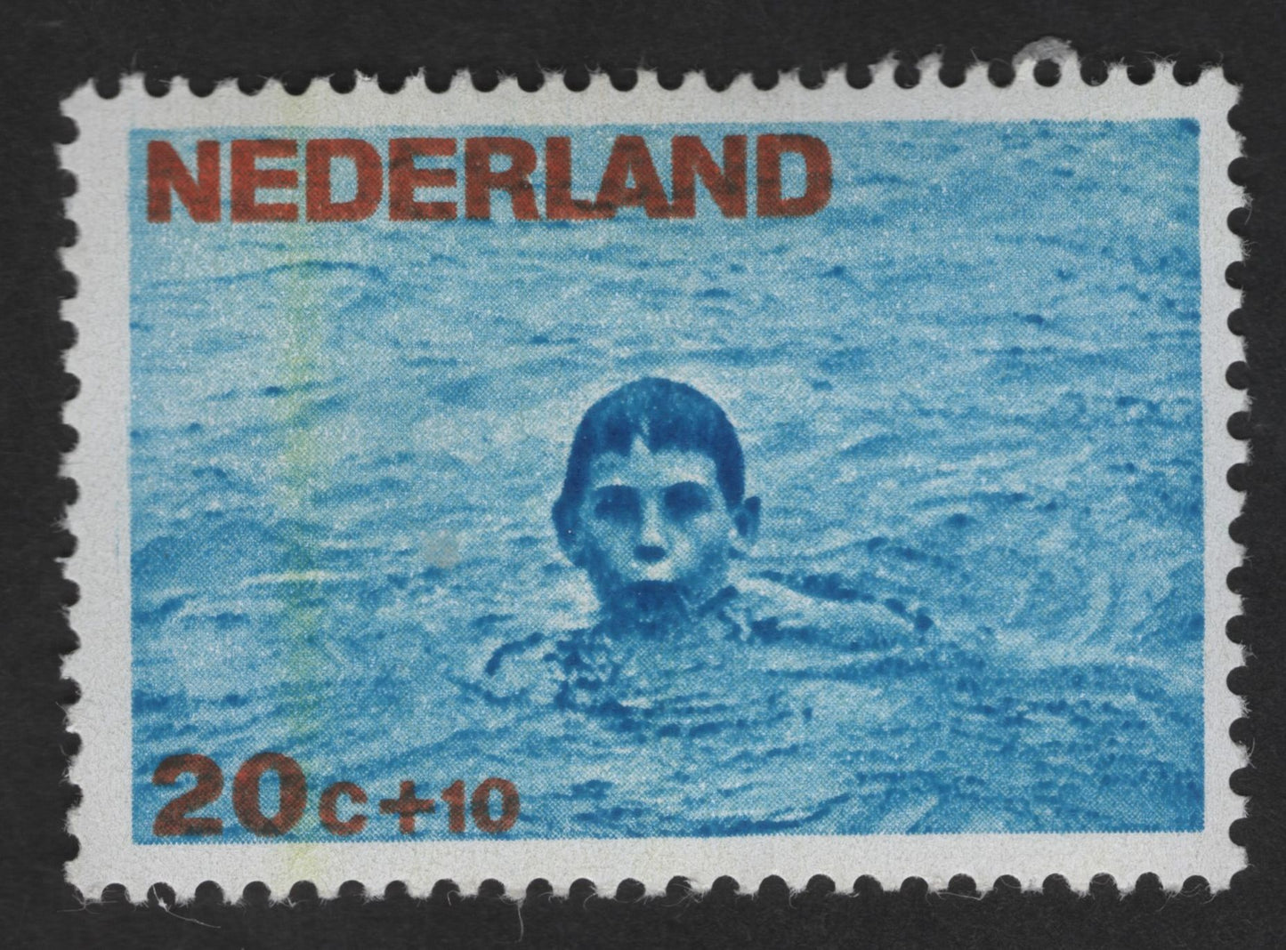 SCG12840 - Netherlands 20c + 10c Child Welfare (Kinderzegel) – Swimming Child Semi-Postal Stamp