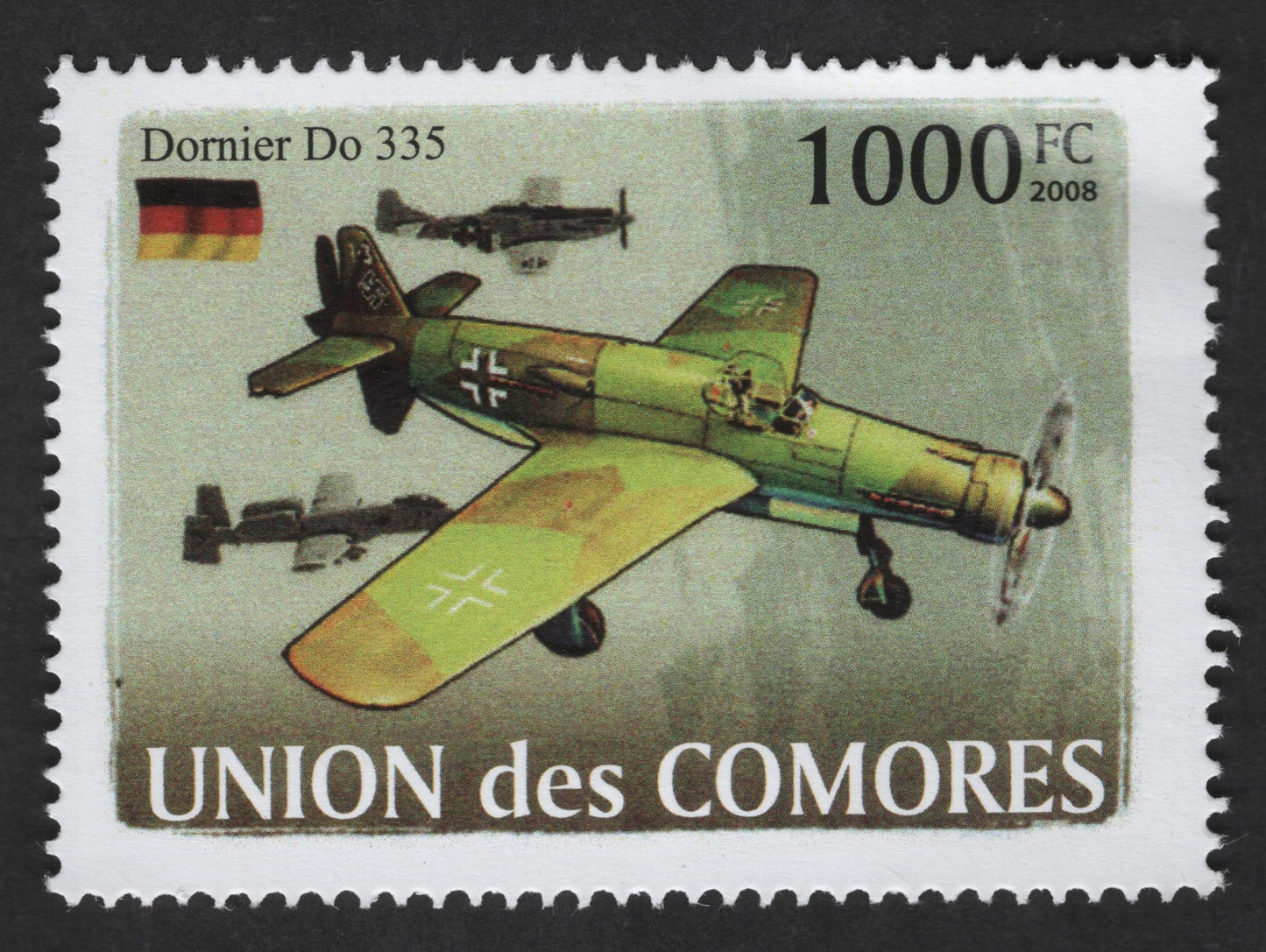 SCG12847 - Union des Comores 2008 – Dornier Do 335 German Fighter Aircraft Stamp (1000 FC)