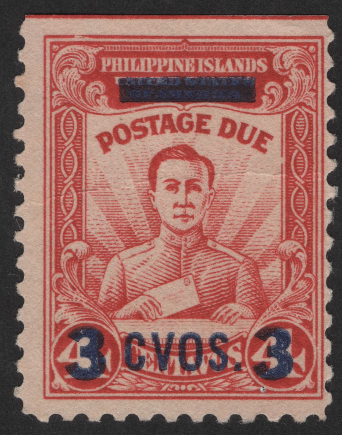 SCG12622 - Philippine Islands 3 Centavos Postage Due Overprint Stamp