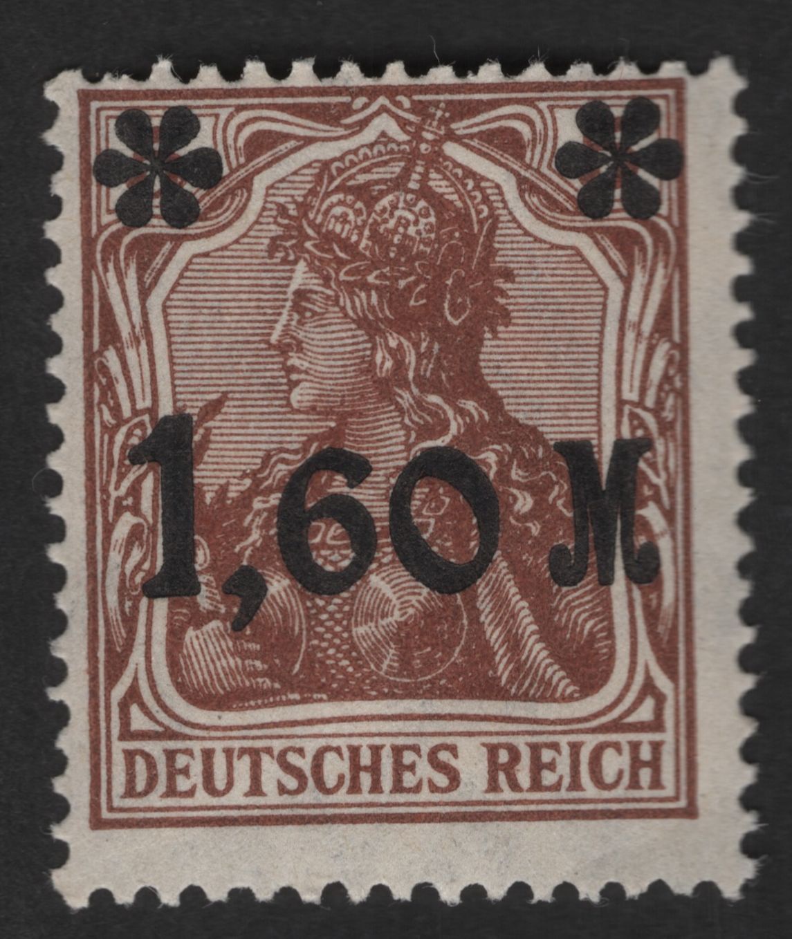 SCG12623 - Germany (Deutsches Reich) 1.60 Mark Germania Overprint Definitive Stamp