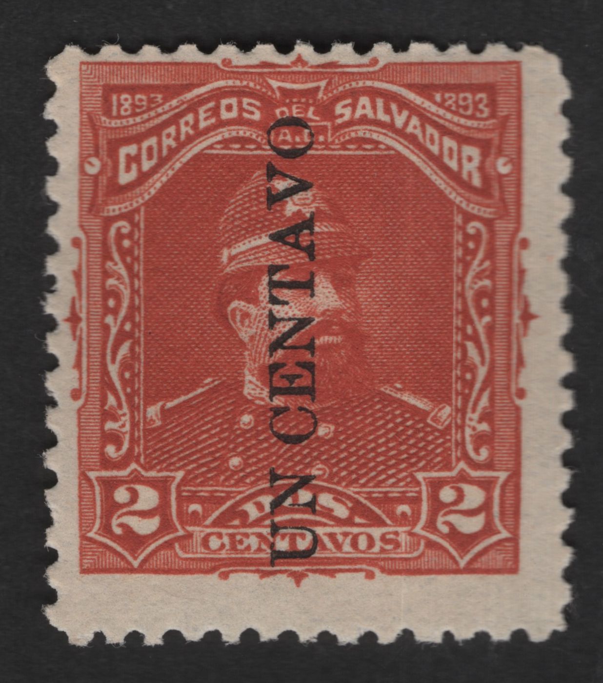 SCG12619 - El Salvador 1893 – 1 Centavo Provisional Overprint on 2 Centavos Stamp