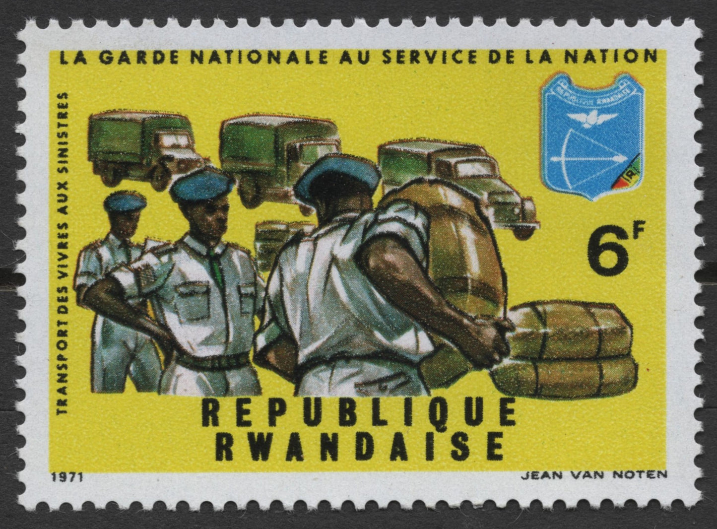 SCG381 - Rwanda 1971 National Guard Food Transport Stamp