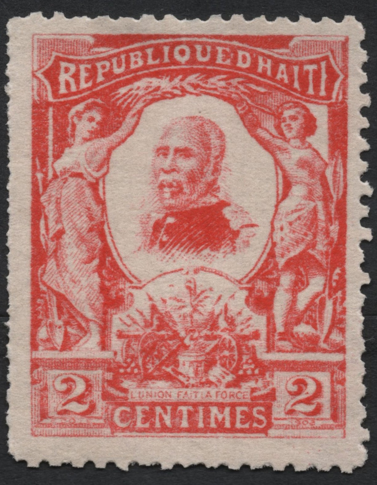 SCG7709 - Portrait of President Nissage Saget – Haiti 2 Centimes Red