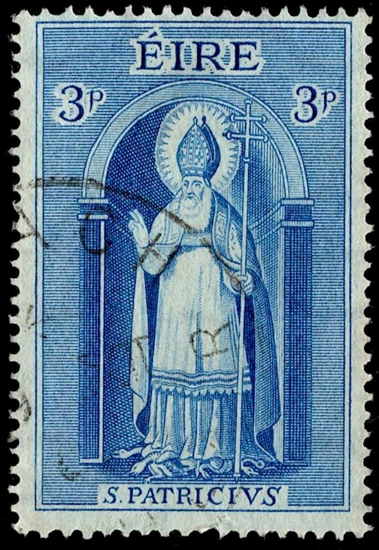 SCG619 - Ireland 3 Pence Saint Patrick Used Stamp