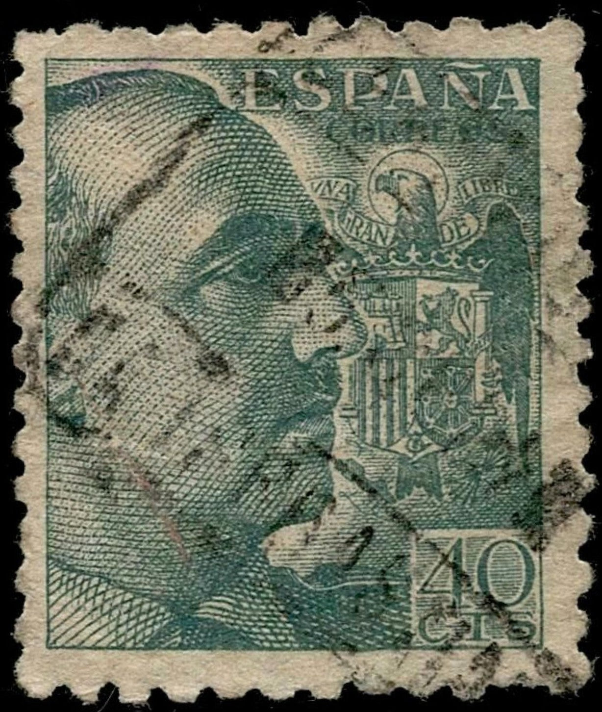 SCG617 - Spain 40 Céntimos Franco Portrait Used Stamp