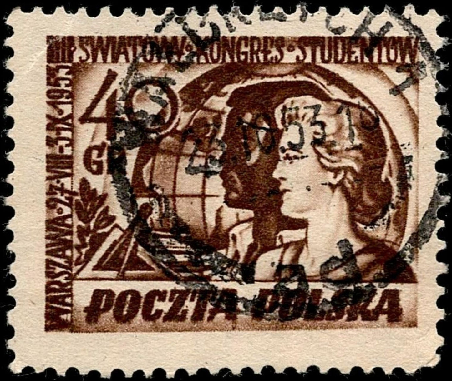 SCG610 - Poland 40 Groszy 1953 World Student Congress Stamp