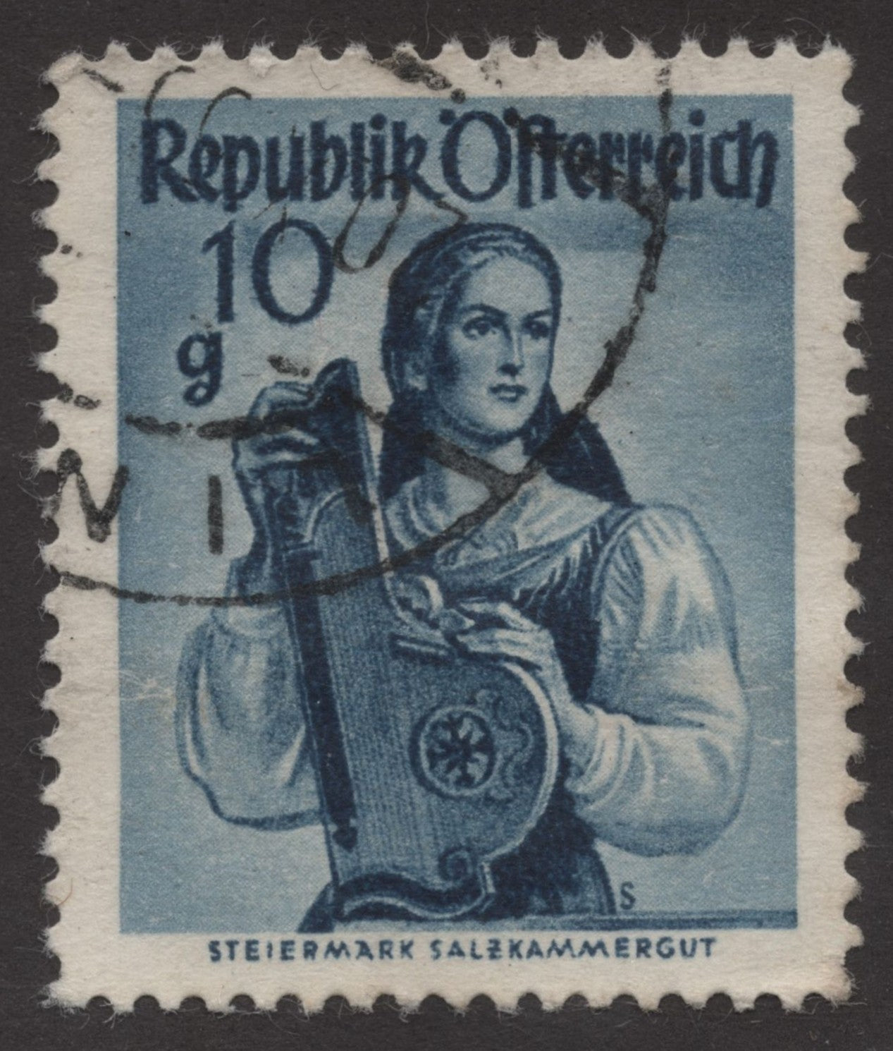 SCG235 Traditional Costume of Steiermark – Austrian 10 Groschen Used Stamp