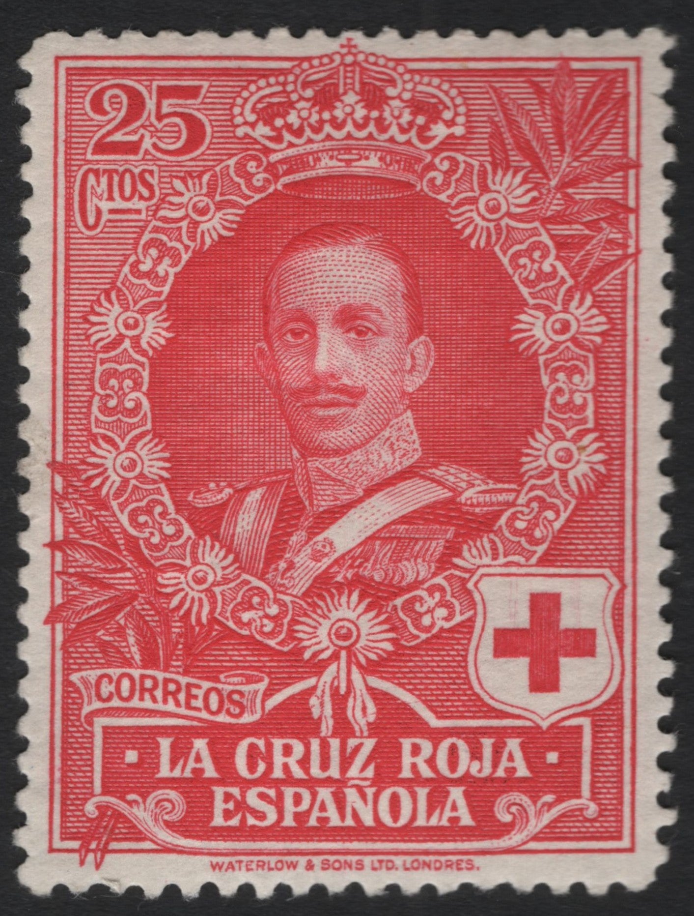 SCG9169 - 🇪🇸 Spain – 25 Cts “La Cruz Roja Española” (King Alfonso XIII), Red Cross Charity Stamp