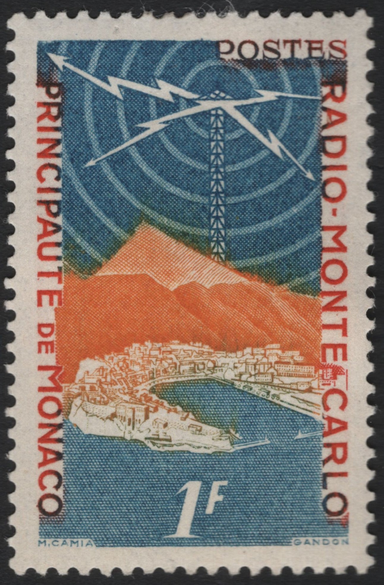 SCG9175 - Monaco 1F Radio Monte-Carlo Transmission Stamp