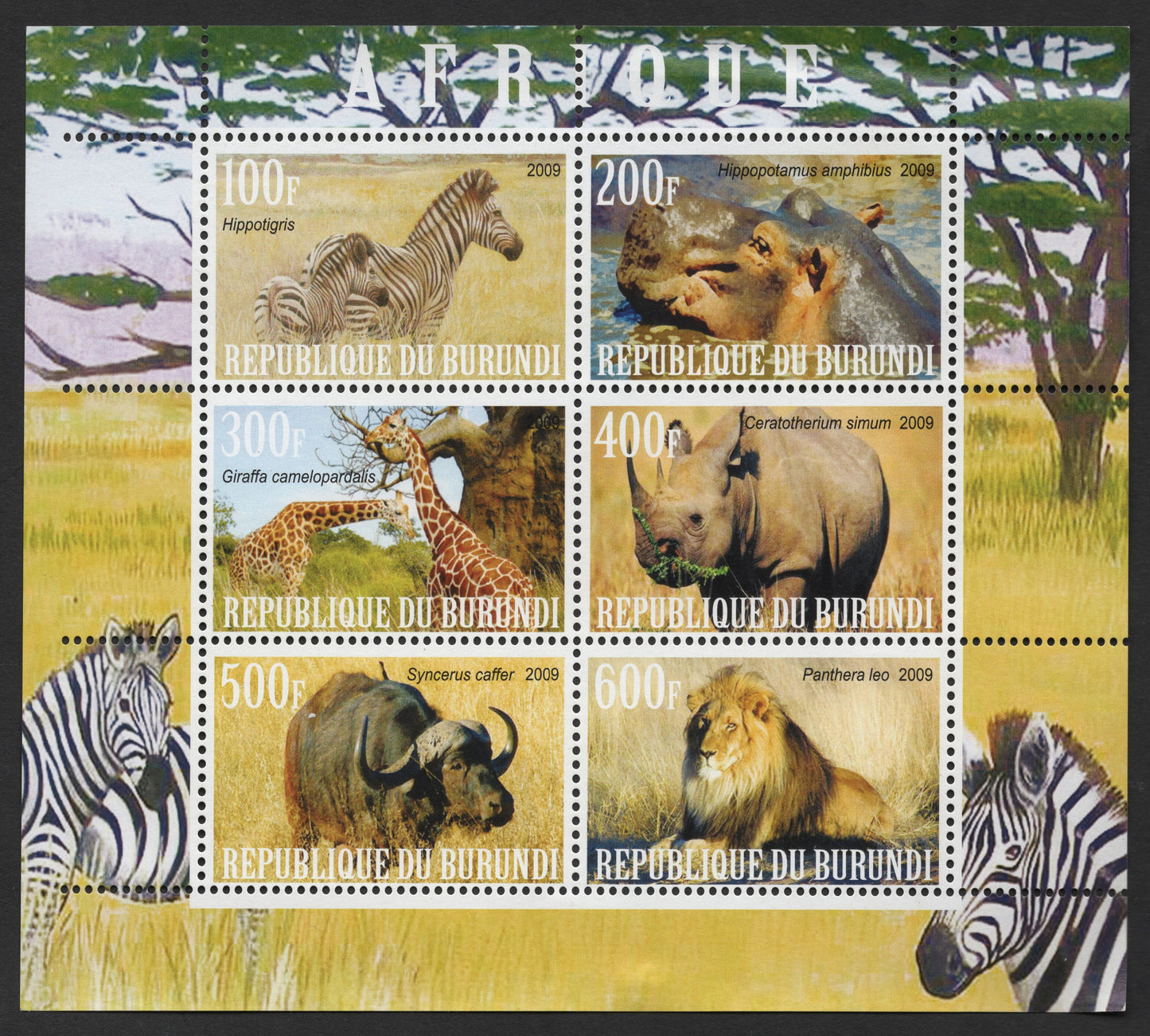 SCG560 - Burundi 2009 African Wildlife Souvenir Sheet / Miniature Sheet