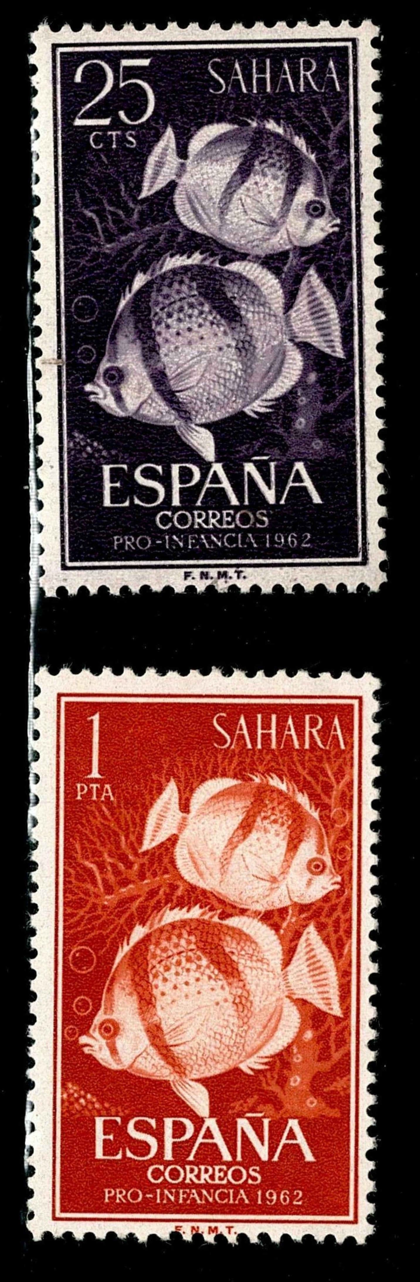 SCG125 Pair of 1962 Fish Stamps – Sahara Issue by España Correos