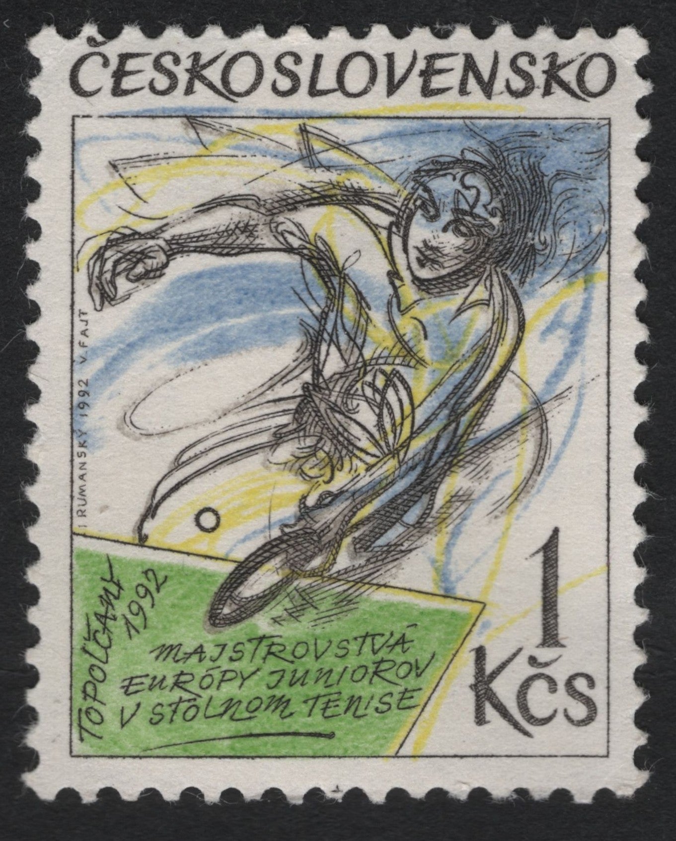 SCG9338 - Czechoslovakia 1992 – European Junior Table Tennis Championships (1 Kčs)