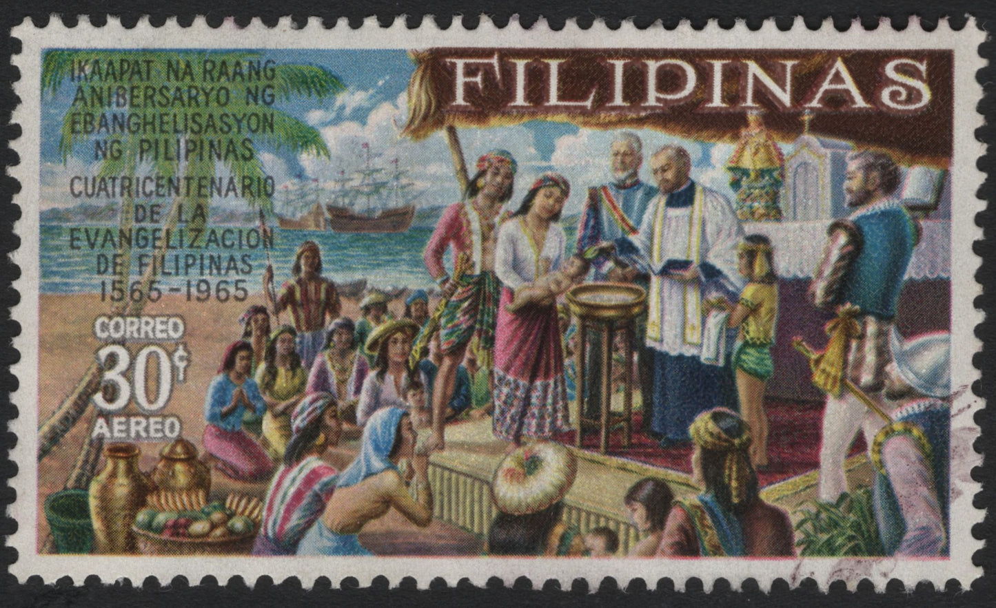 SCG9325 - Philippines 1965 – 400th Anniversary of the Evangelization of the Philippines (30¢ Airmail)