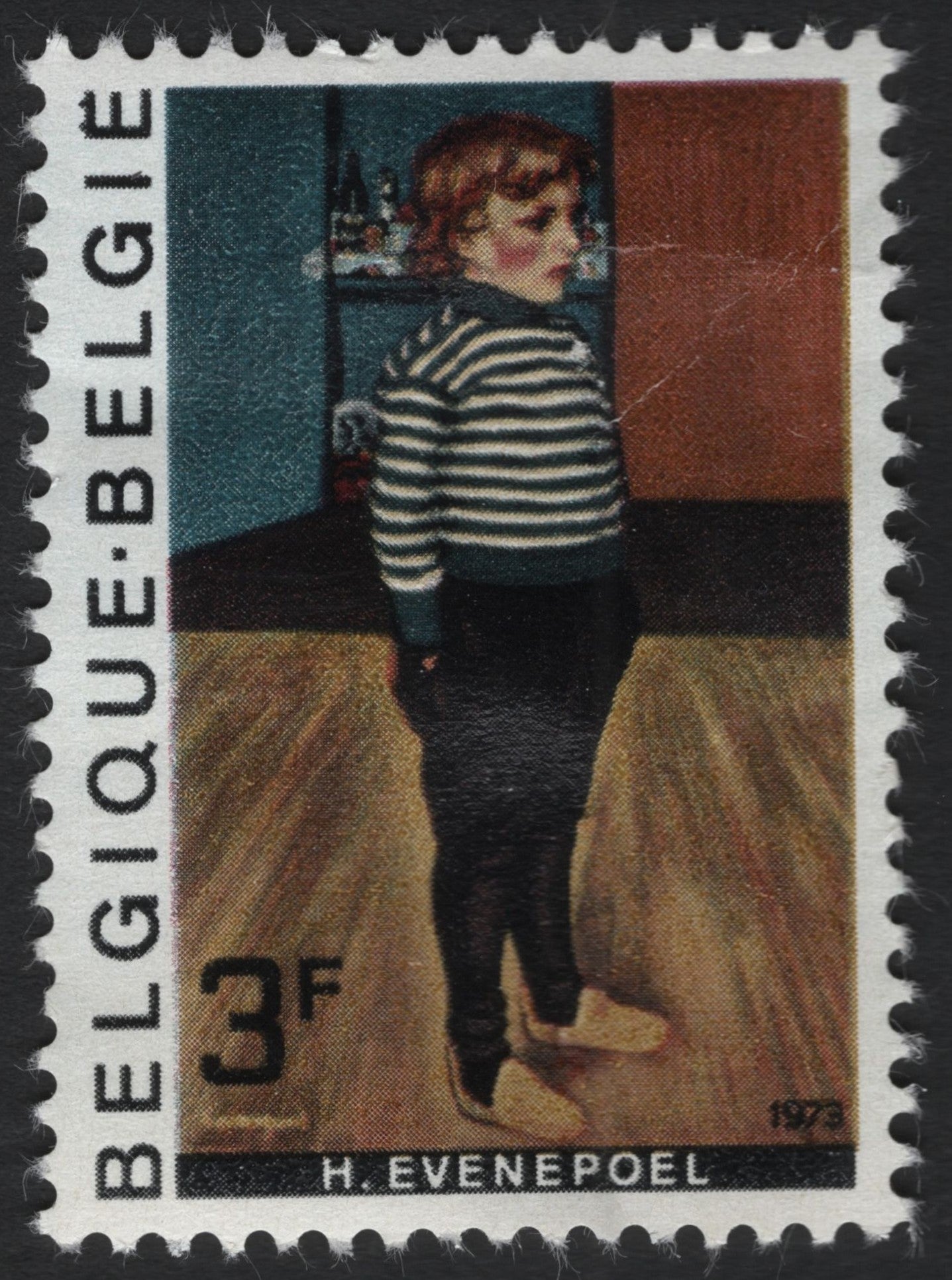 SCG9336 - Belgium 1973 – Henri Evenepoel: Child in Striped Sweater (3F)