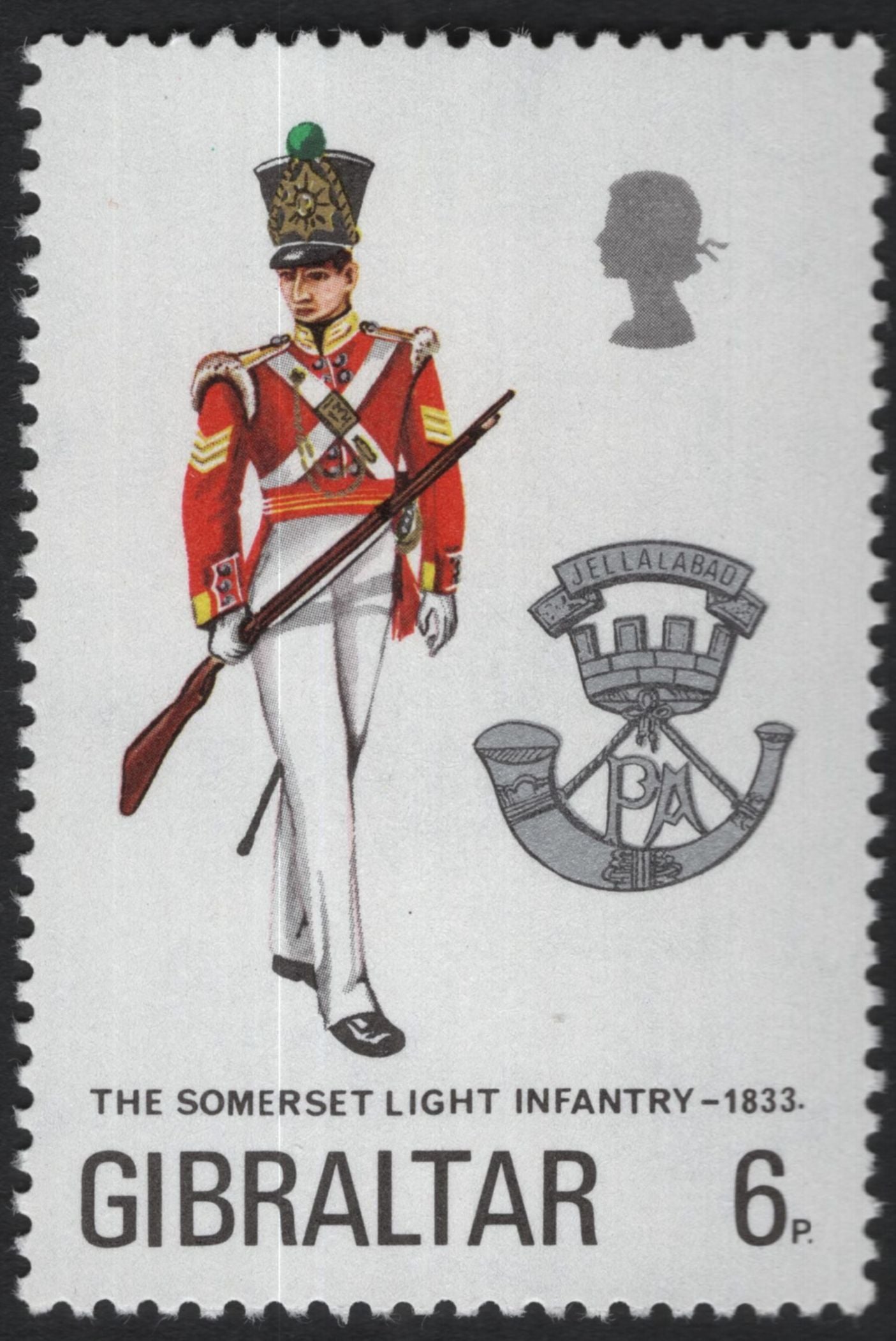 SCG10302 - Gibraltar – Military Uniforms Definitive Set (4 Stamps), 1970s – Historic British Regiments