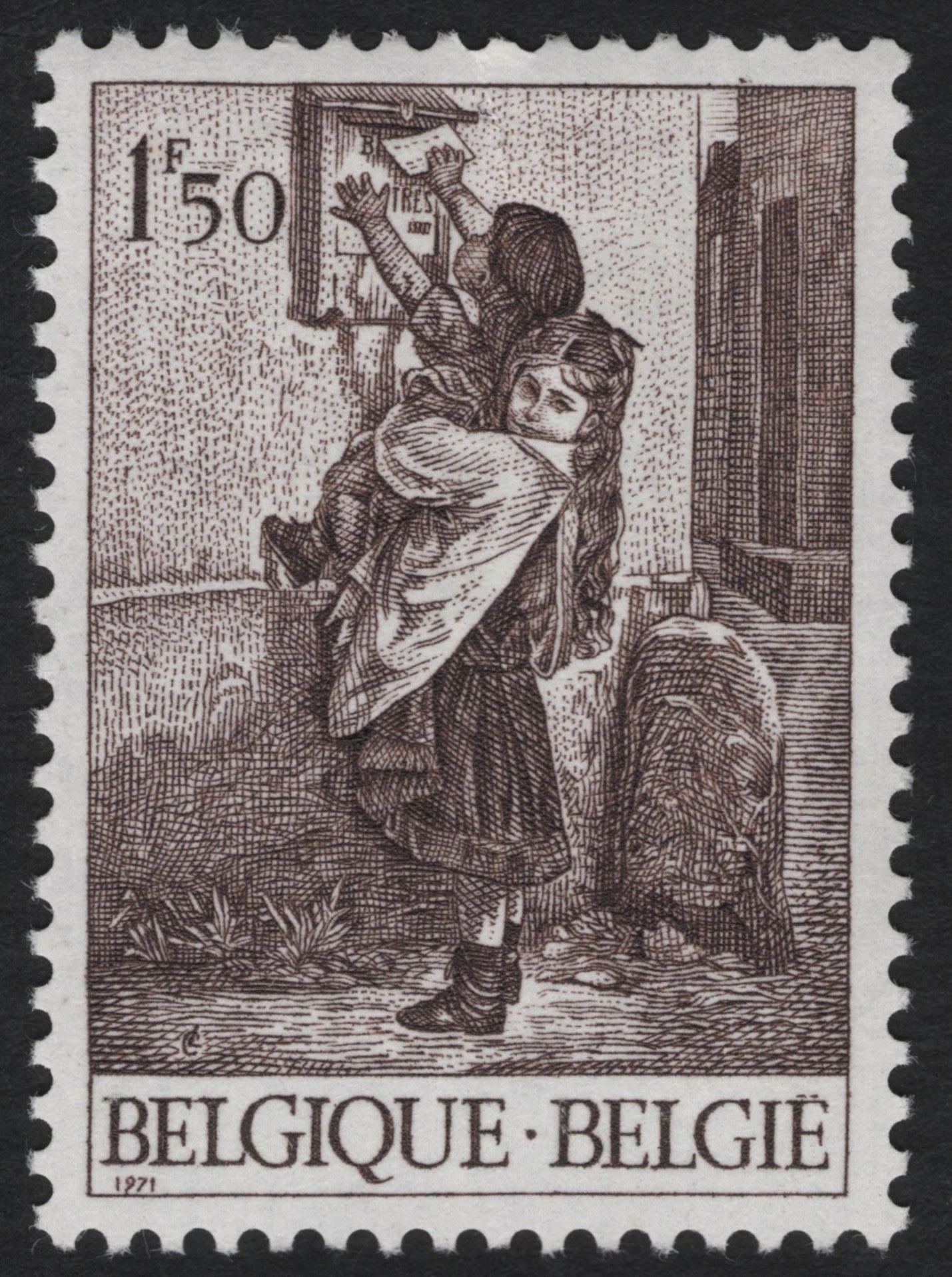 SCG9317 - Belgium 1971 – Children Posting Letter (1.50 Franc)