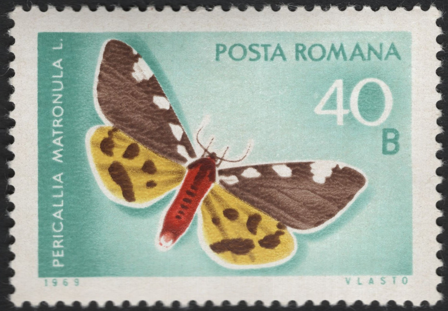SCG9319 - Romania 1969 Pericallia Matronula Moth – 40 Bani