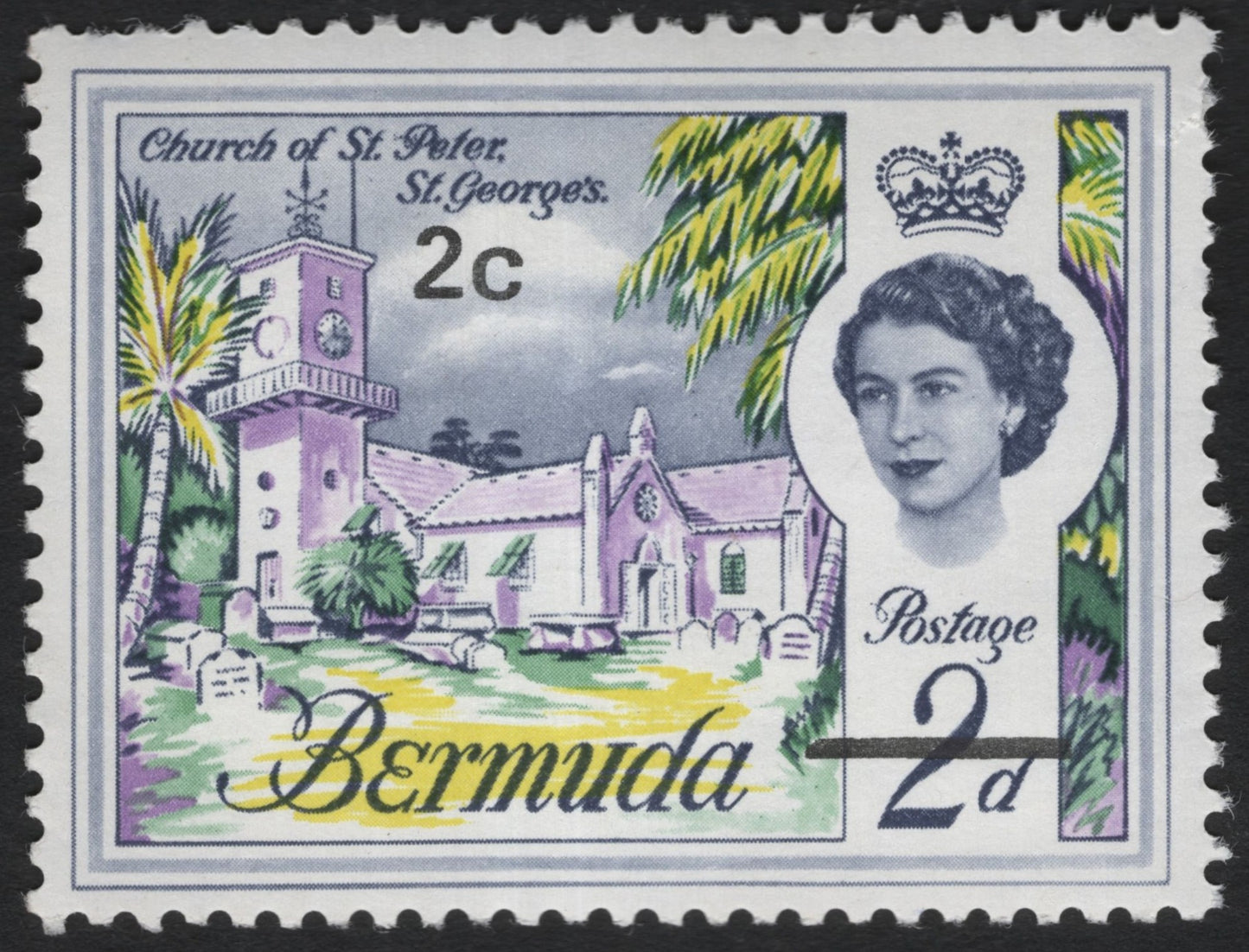 SCG9730 - Bermuda 2d / 2c “Church of St. Peter, St. George’s” Definitive – QEII Portrait