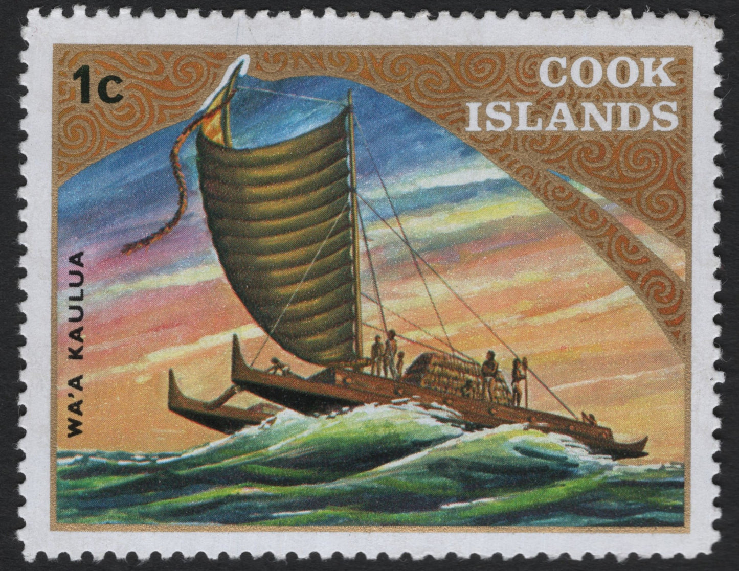SCG9734 - Cook Islands – Wa’a Kaulua Polynesian Double-Hulled Canoe (1c)