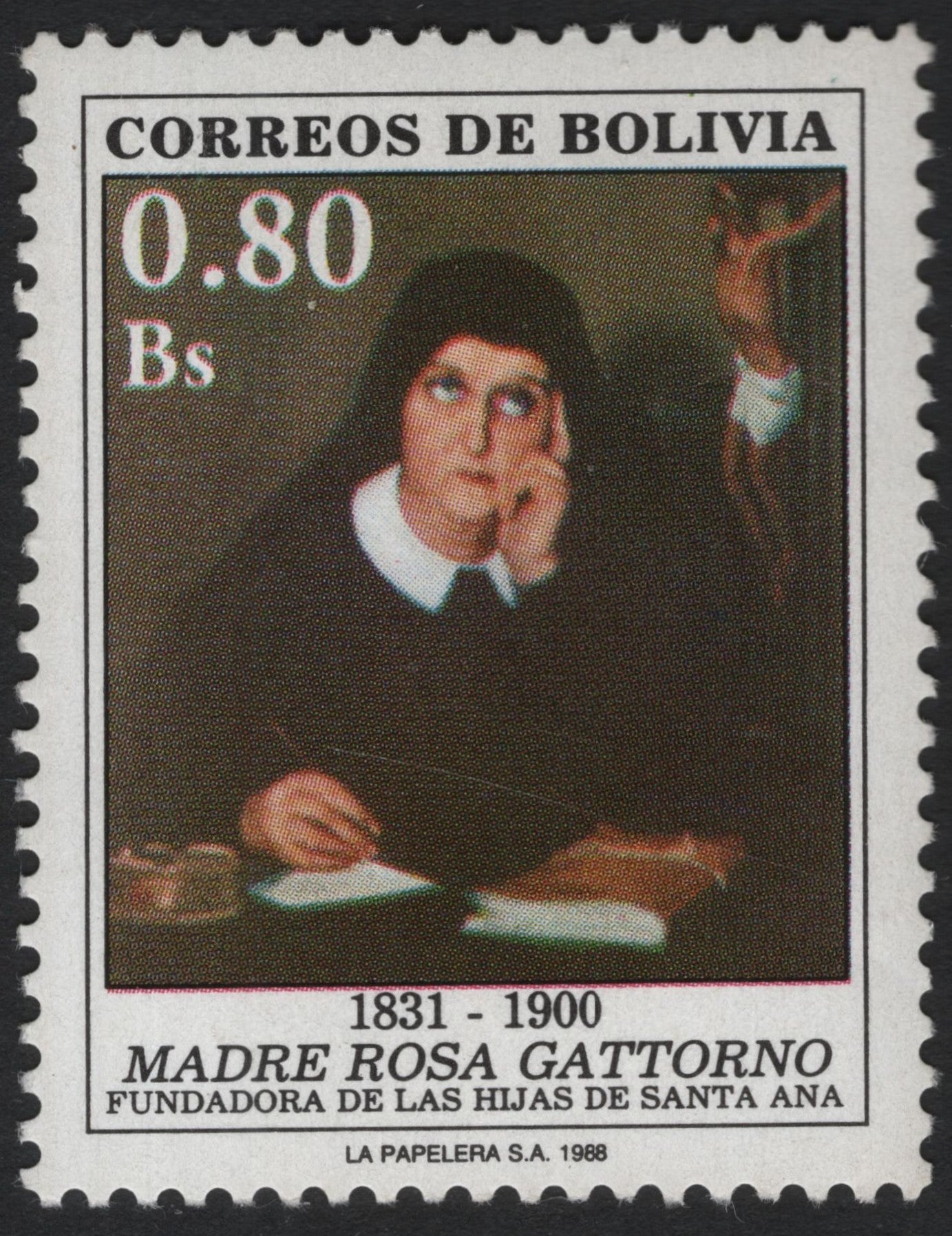 SCG9643 - Bolivia – 1988 Madre Rosa Gattorno Commemorative (0.80 Bs)