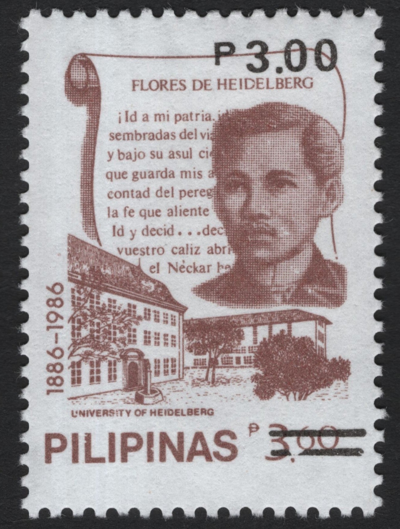 SCCG6795 - Philippines 1986 “Flores de Heidelberg” Stamp – José Rizal Centennial Issue