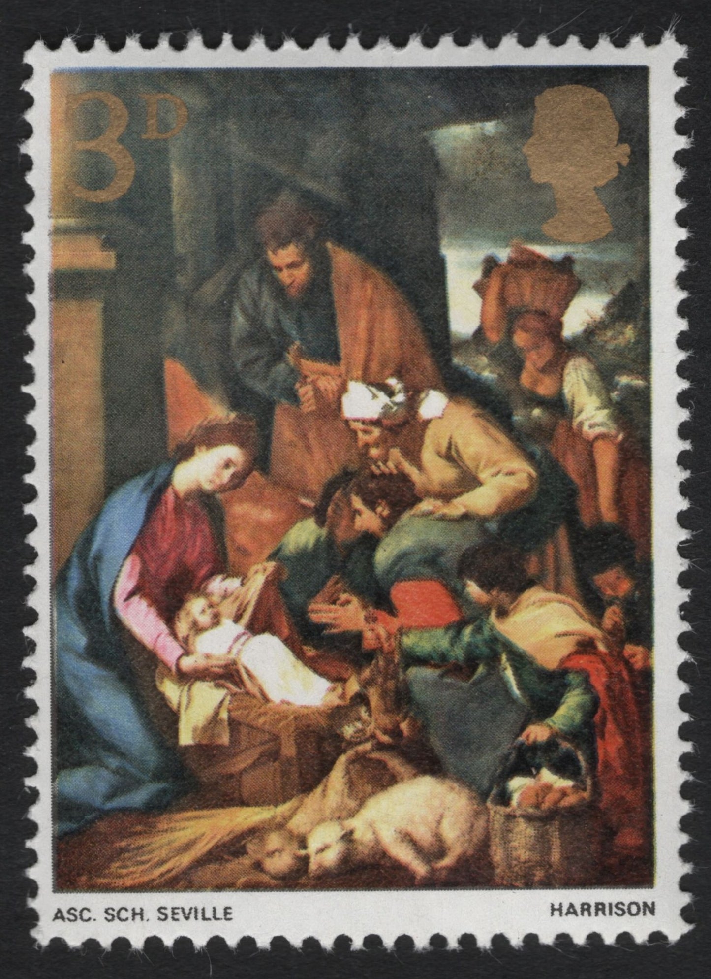 SCG9688 - United Kingdom 1967 – “Adoration of the Shepherds” 3d Christmas Stamp