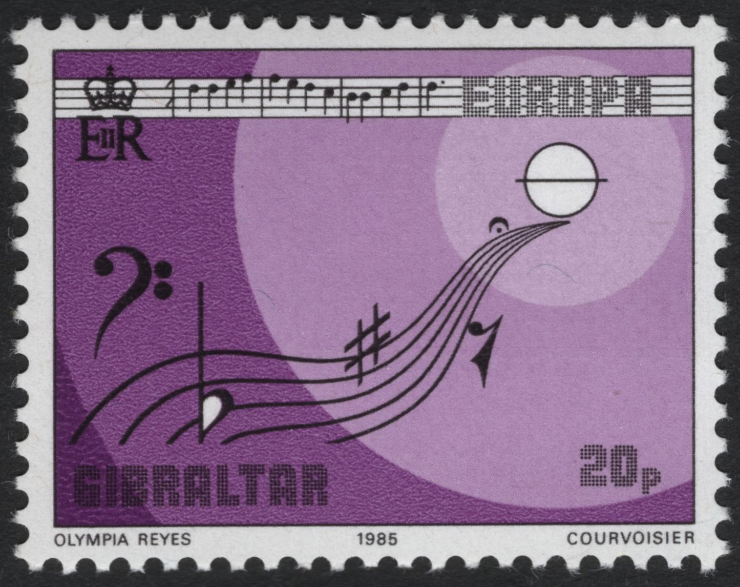 SCG6802 - Gibraltar 1985 Europa – “Music of the Future” 20p Stamp