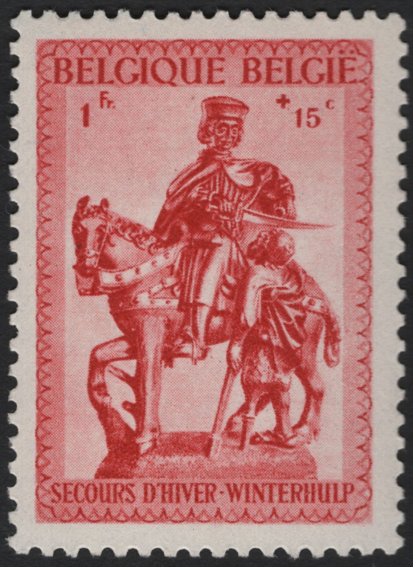 SCG9695 - Belgium 1 Fr + 15c Winter Relief Semi-Postal – St. Martin on Horseback