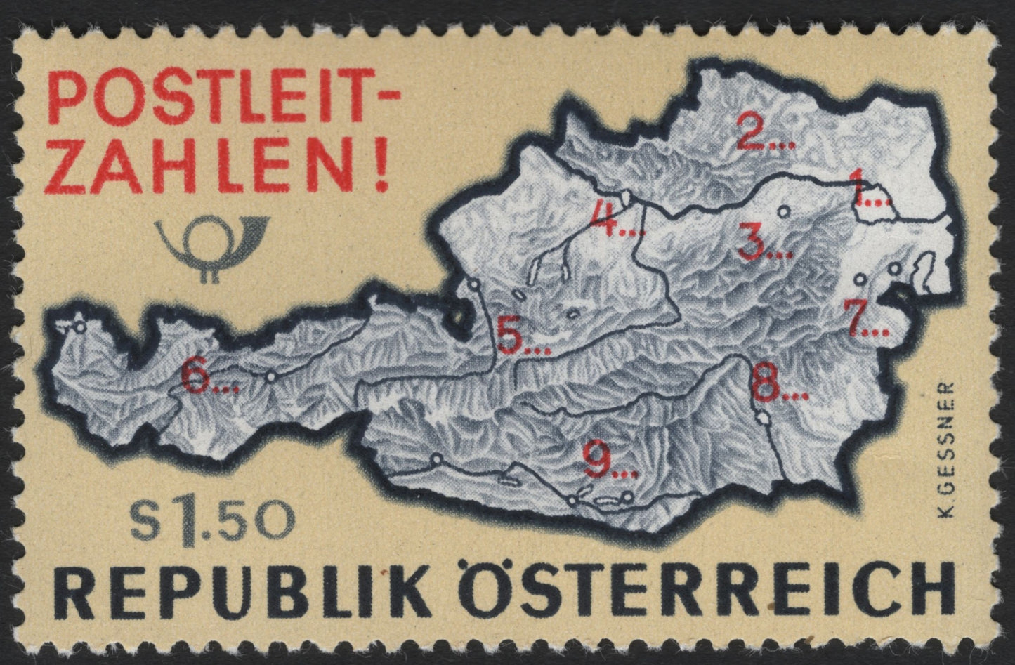 SCG6535 - Austria 1966 – “Postleitzahlen” (Postal Codes Introduction) S1.50