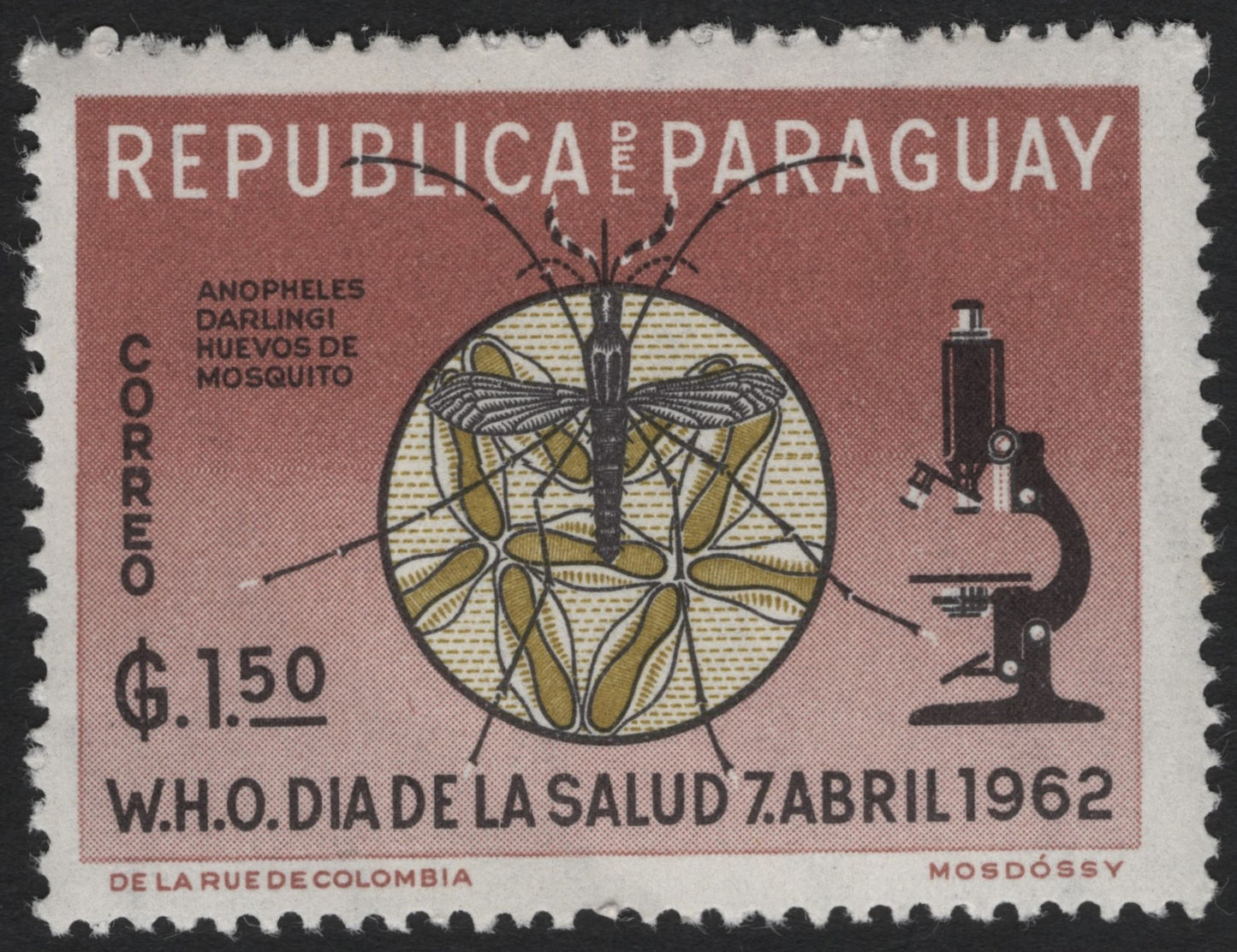 SCG6538 - Paraguay 1962 – World Health Day “Anopheles Darlingi” Mosquito