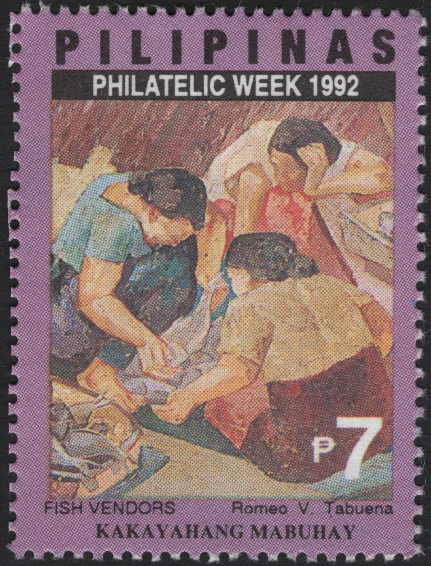 SCG7276 - Philippines 1992 Philatelic Week – “Pounding Rice” & “Fish Vendors”