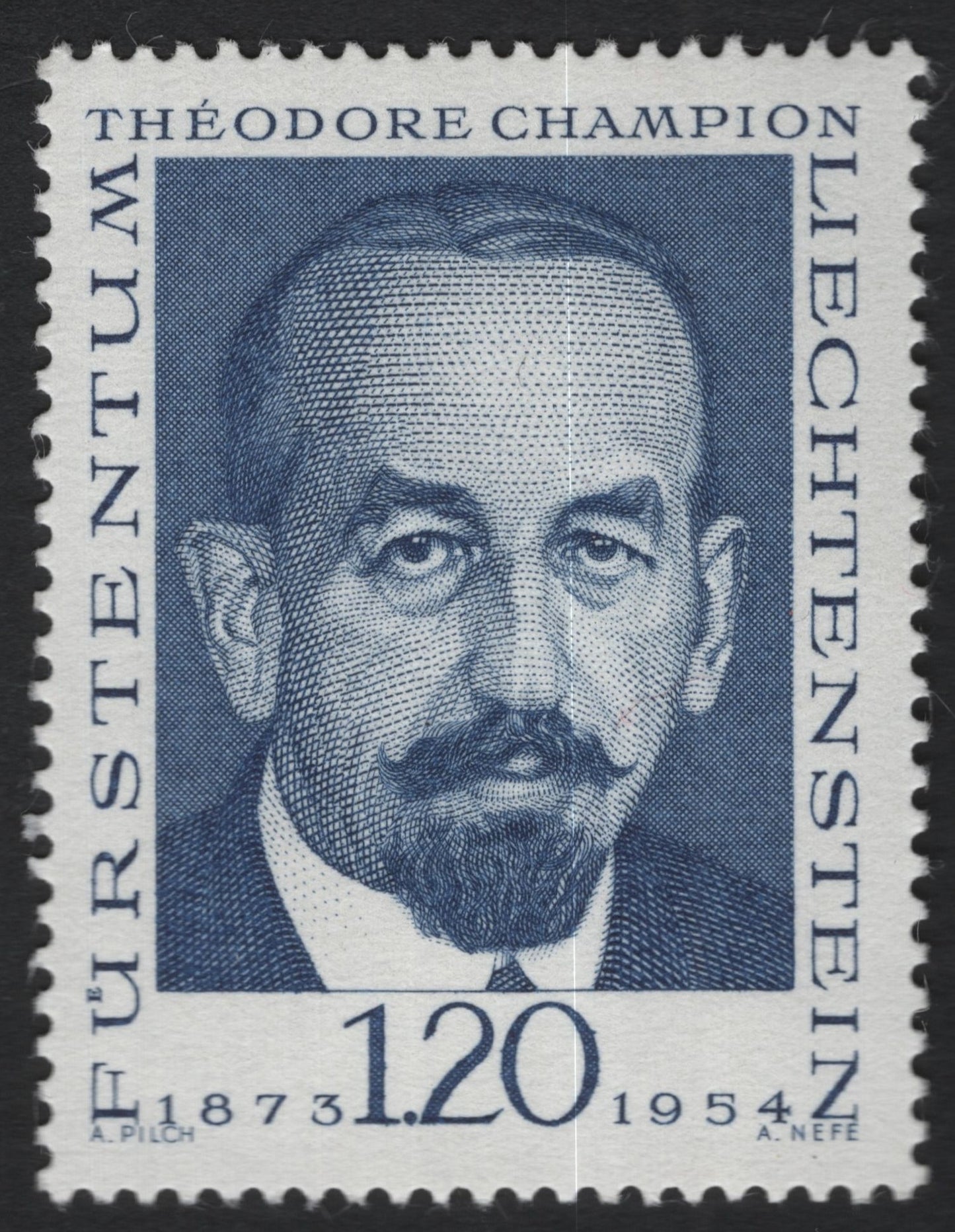 SCG9775 - Liechtenstein 1954 – 1.20 Fr Portrait of Théodore Champion