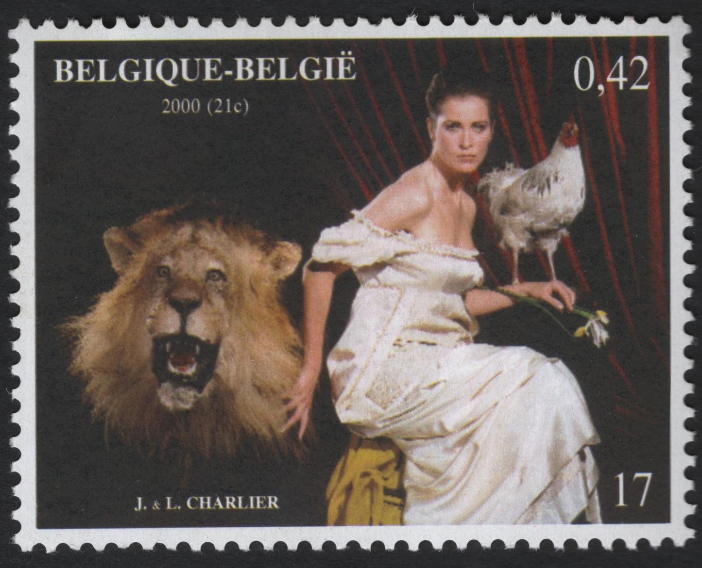 SCG8721 - Belgium 2000 “Woman, Lion & Hen – Charlier Artistic Composition” (0,42)