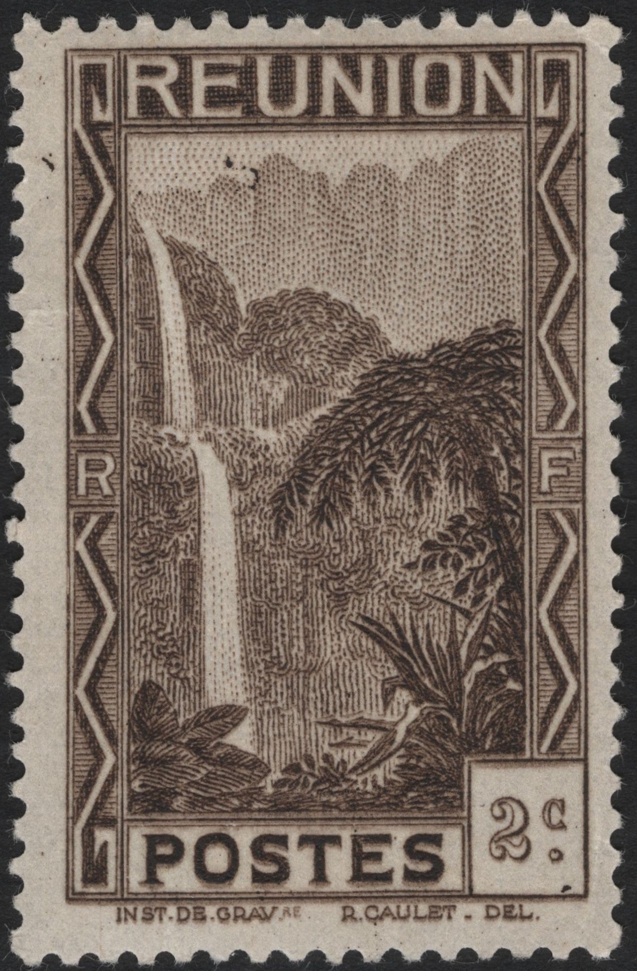 SCG8212 - Réunion – 2c Waterfall Stamp (circa 1933)