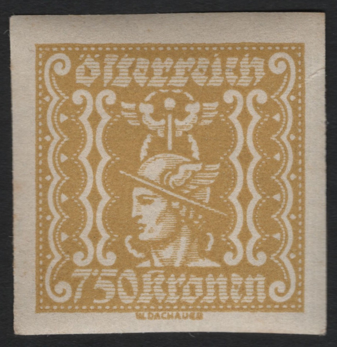 SCG9385 - Austria 1922 – 750 Kronen Mercury Head (Unwatermarked, Imperf)