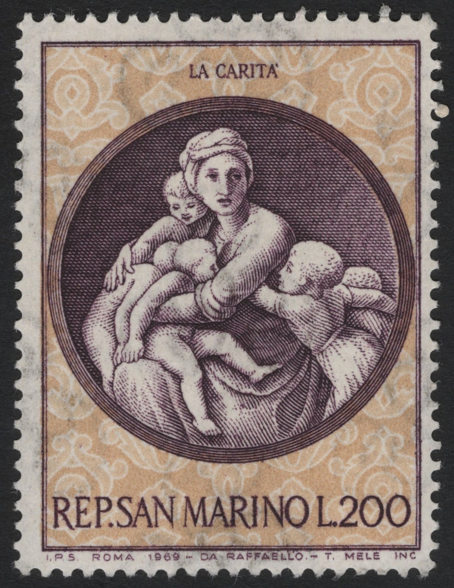 SCG10081 - San Marino 1969 “La Carità” – Raphael Art Masterpiece, L.200