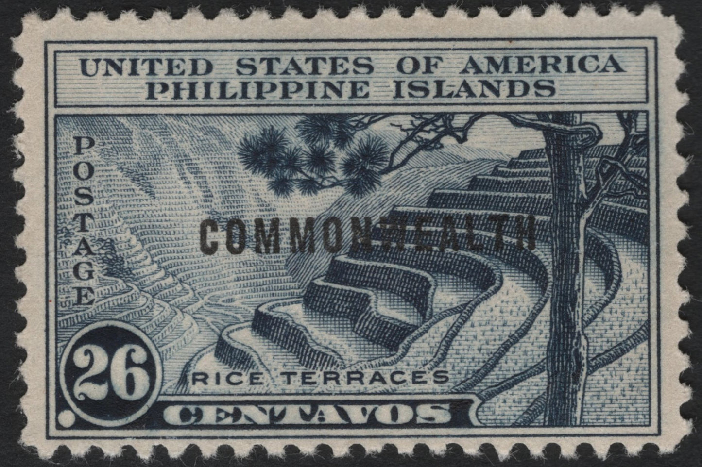 SCG9578 - Philippines (U.S. Administration) – 26 Centavos Rice Terraces with “COMMONWEALTH” Overprint (c. 1935)