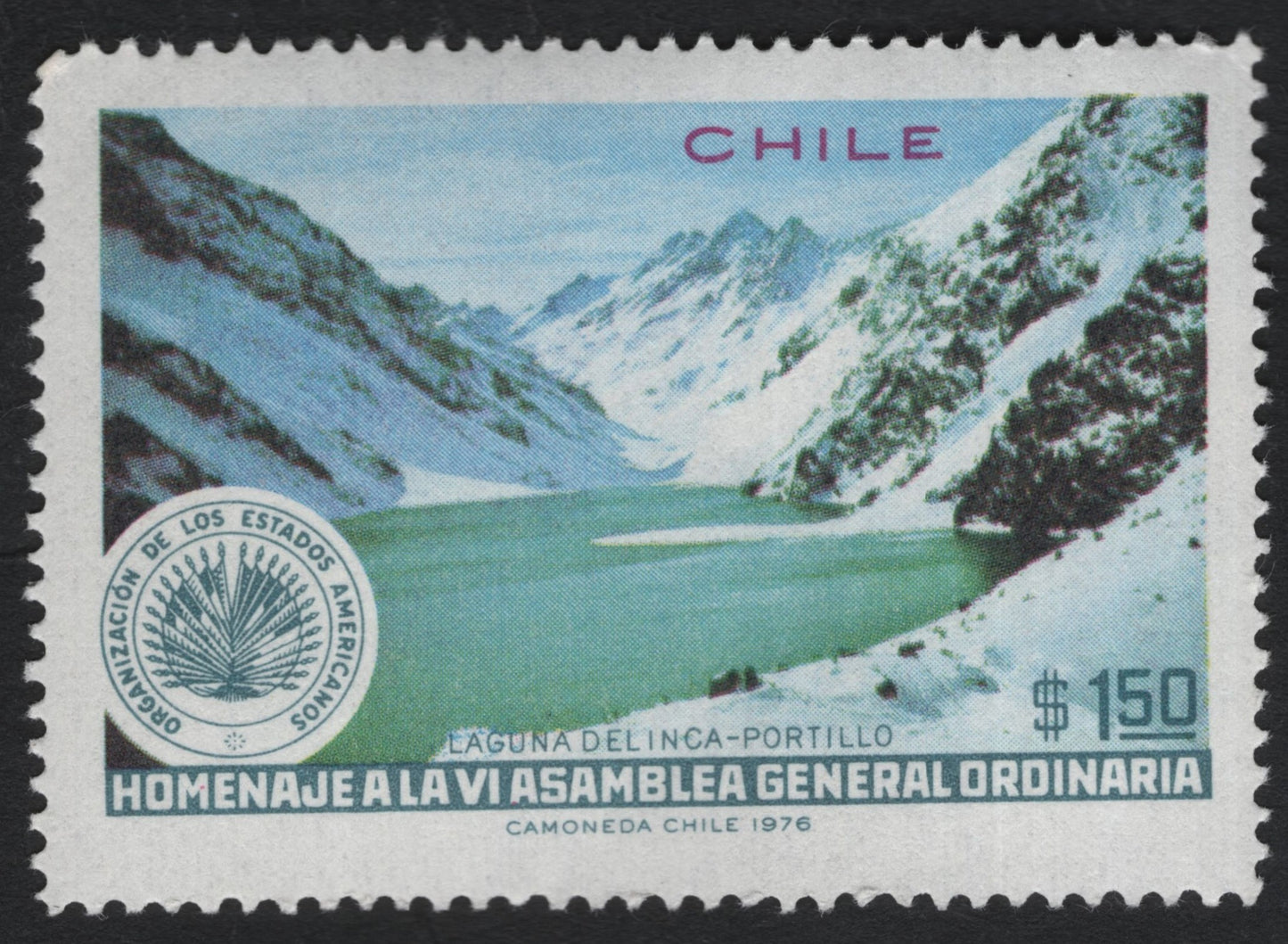SCG8701 - Chile 1976 – “Laguna del Inca, Portillo” OAS VI General Assembly Commemorative