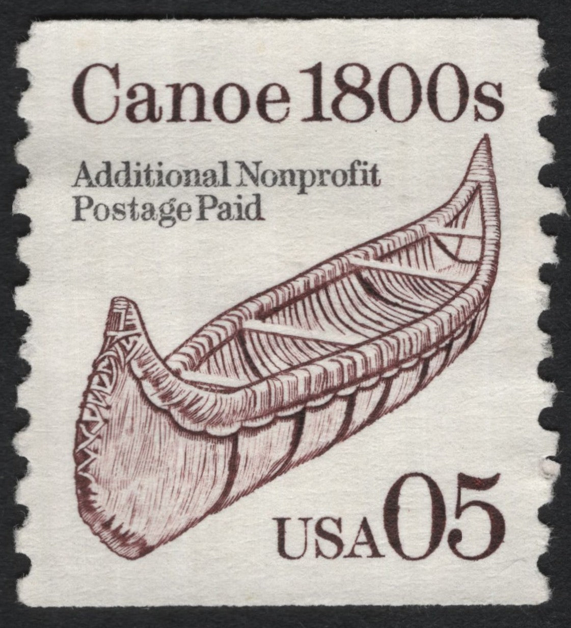 SCG10059 - USA 1980s “Canoe 1800s” 5¢ Additional Nonprofit Postage Paid