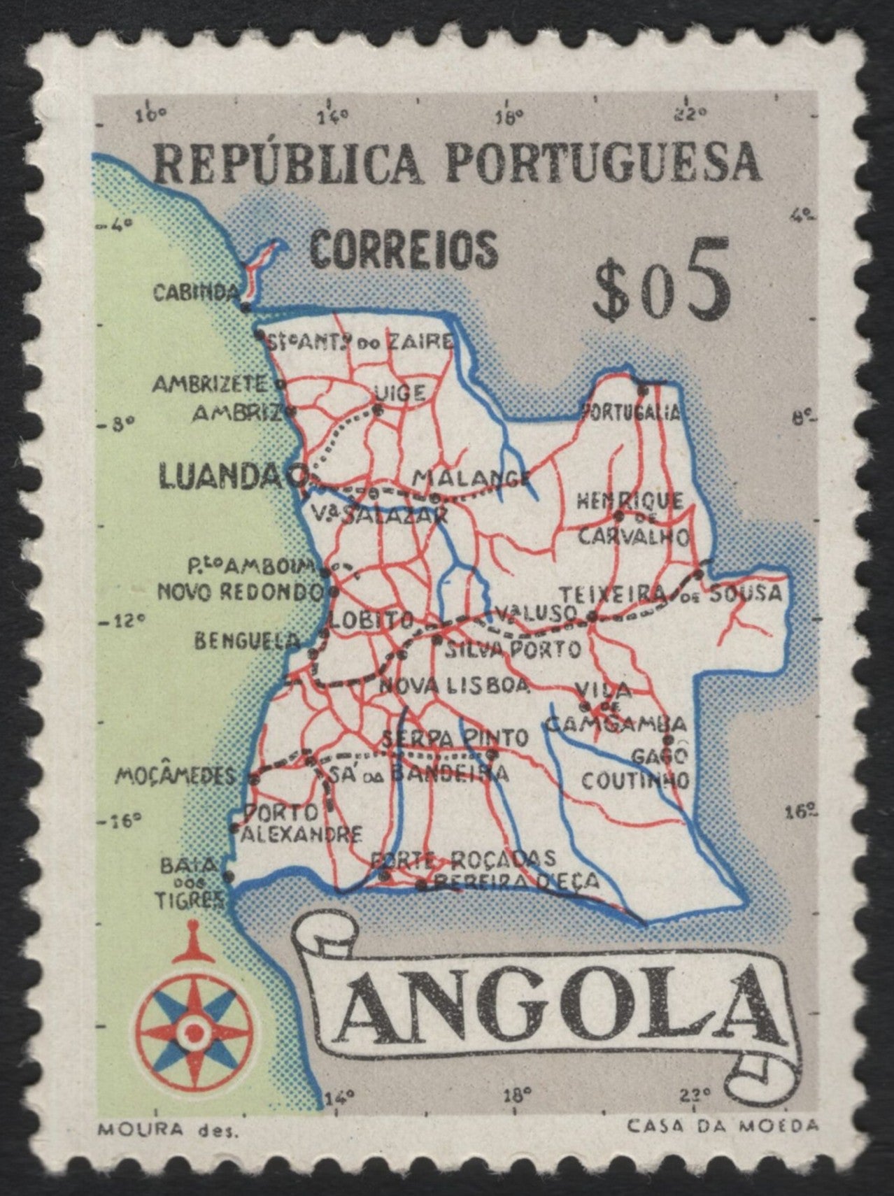 SCG9764 - Angola (Portuguese Administration) – $0.05 Map of Angola Definitive
