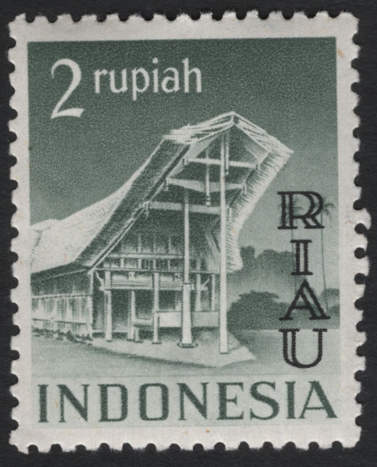 SCG6692 - Indonesia 2 Rupiah “Riau” Overprint – Traditional House Series