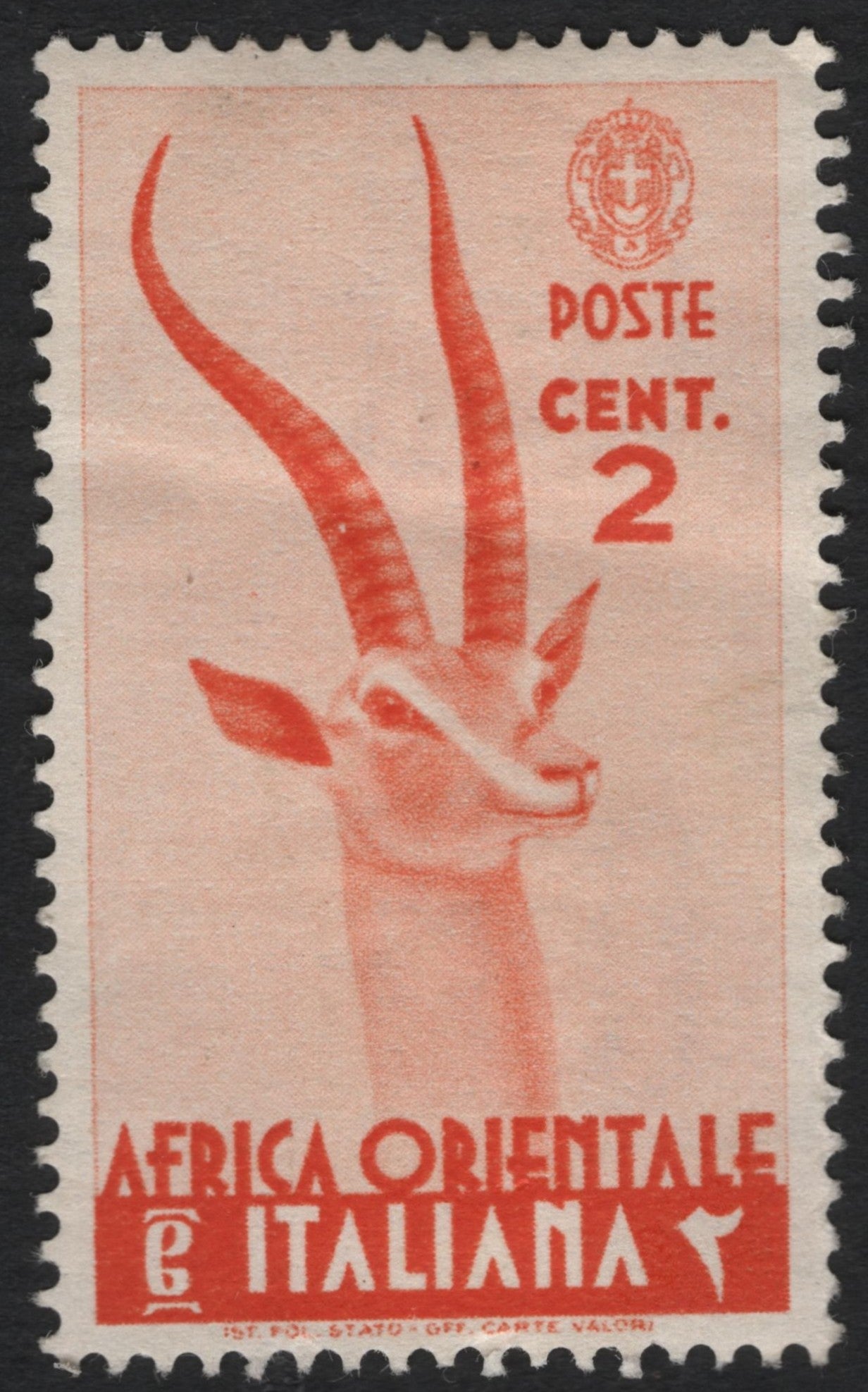SCG8787 - Italian East Africa – 2c Gazelle Definitive (circa 1938–1940)